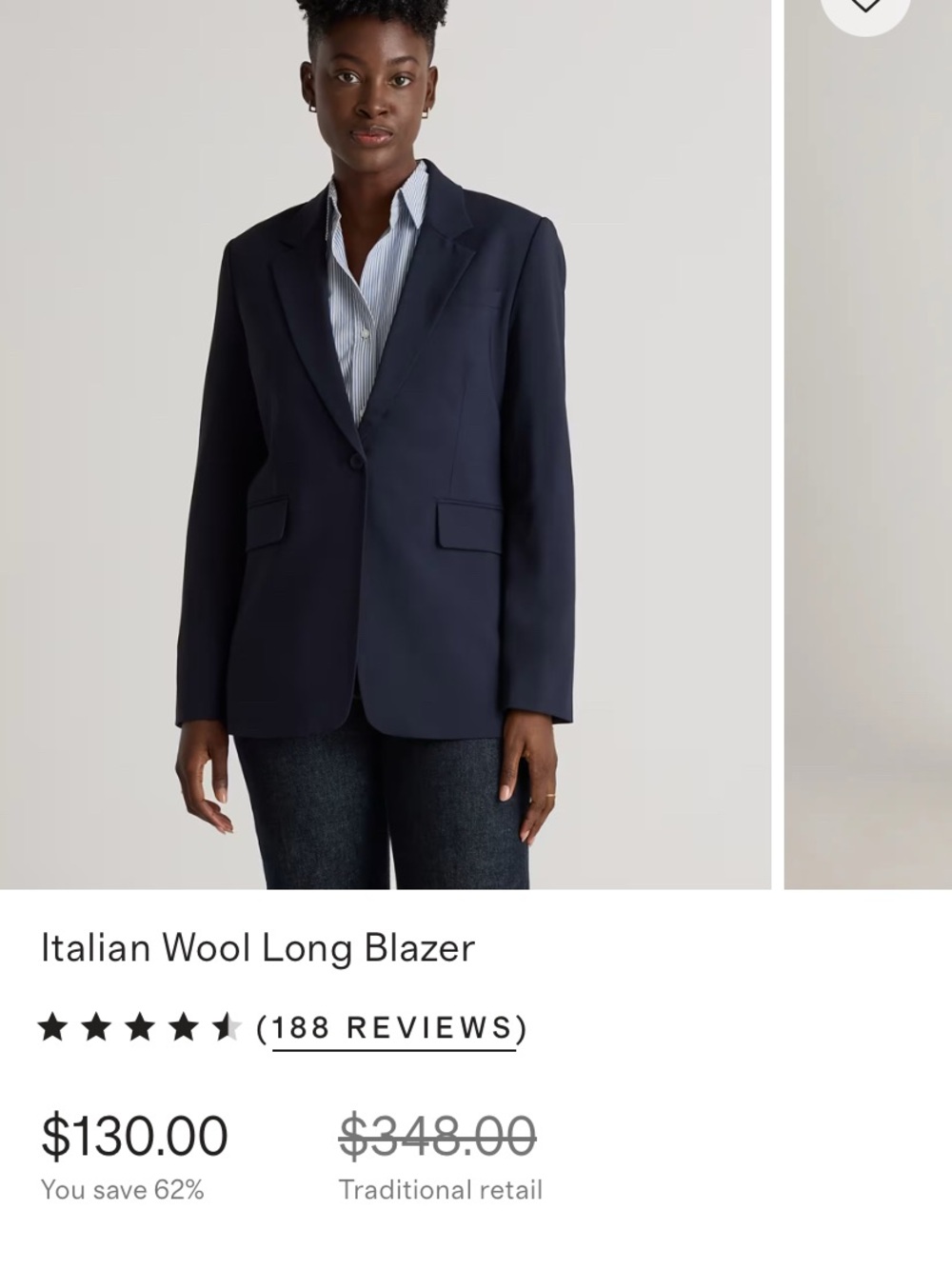 Quince Navy Blue Single-Button Women's Blazer Jacket and Slim fit pants